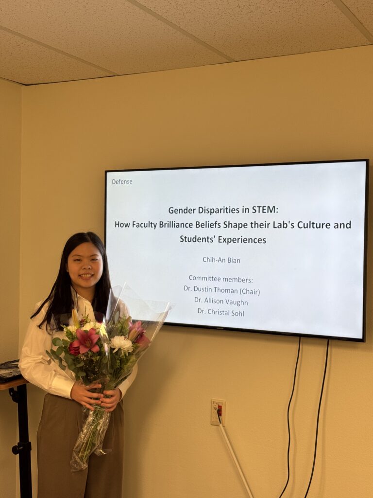 Chih-An Successfully Defended Her Thesis – Gender Disparities in STEM: How Faculty Brilliance Beliefs Shape their Lab's Culture and Students' Experiences